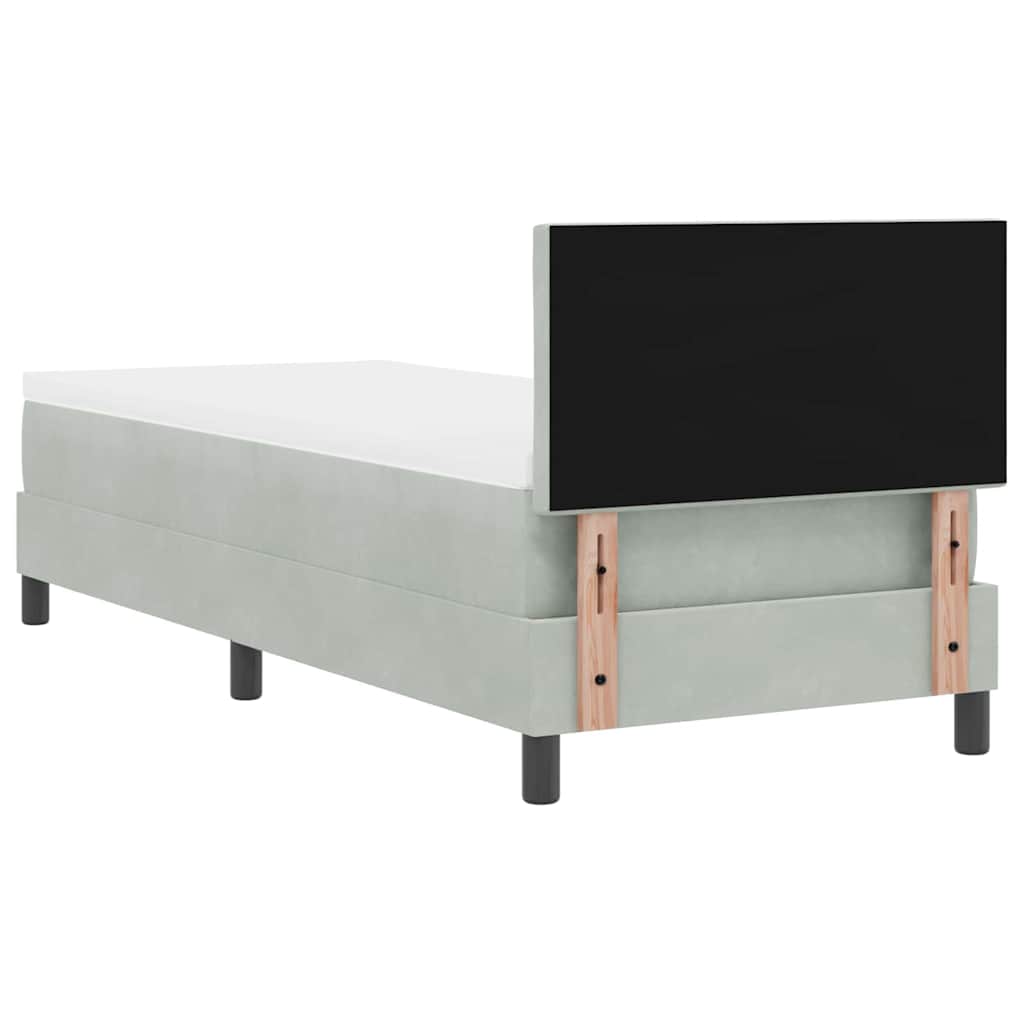 Box spring seng med madras Lysegrå 80 x 200 cm Fløjl
