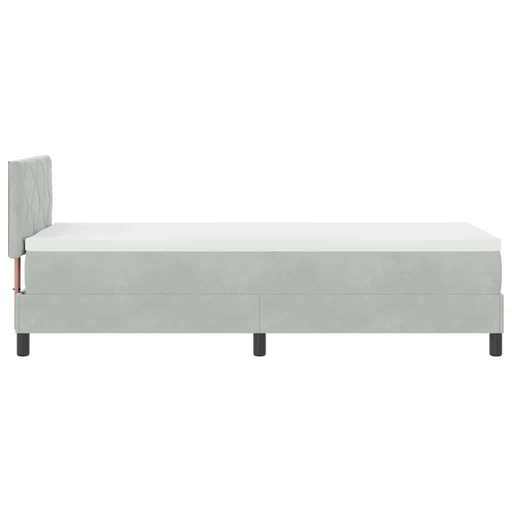 Box spring seng med madras Lysegrå 80 x 200 cm Fløjl