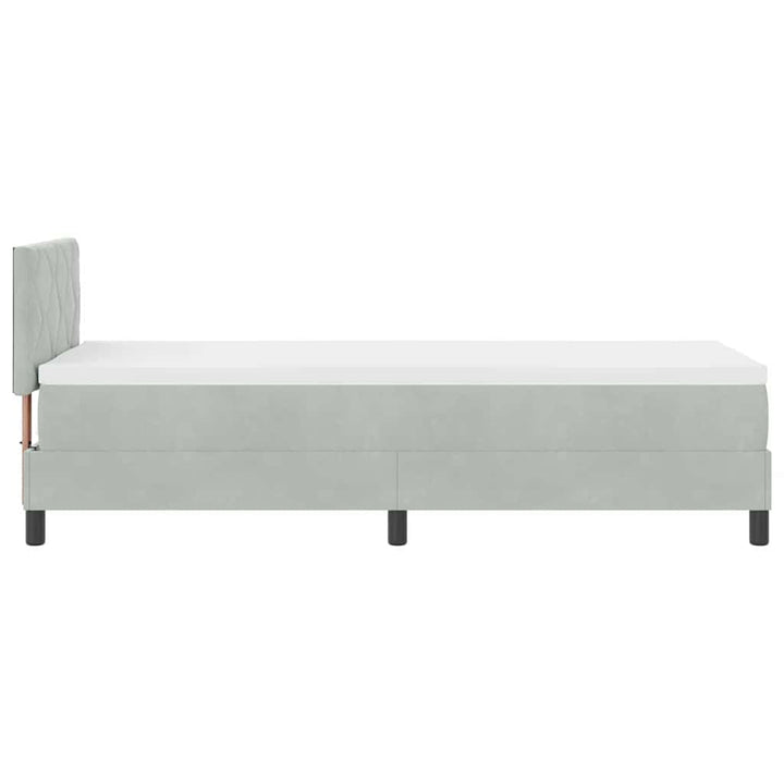 Box spring seng med madras Lysegrå 80 x 200 cm Fløjl