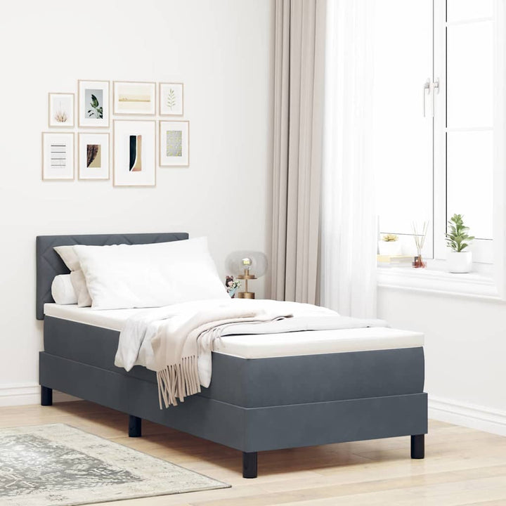 Box spring seng med madras Mørkegrå 80 x 200 cm Fløjl
