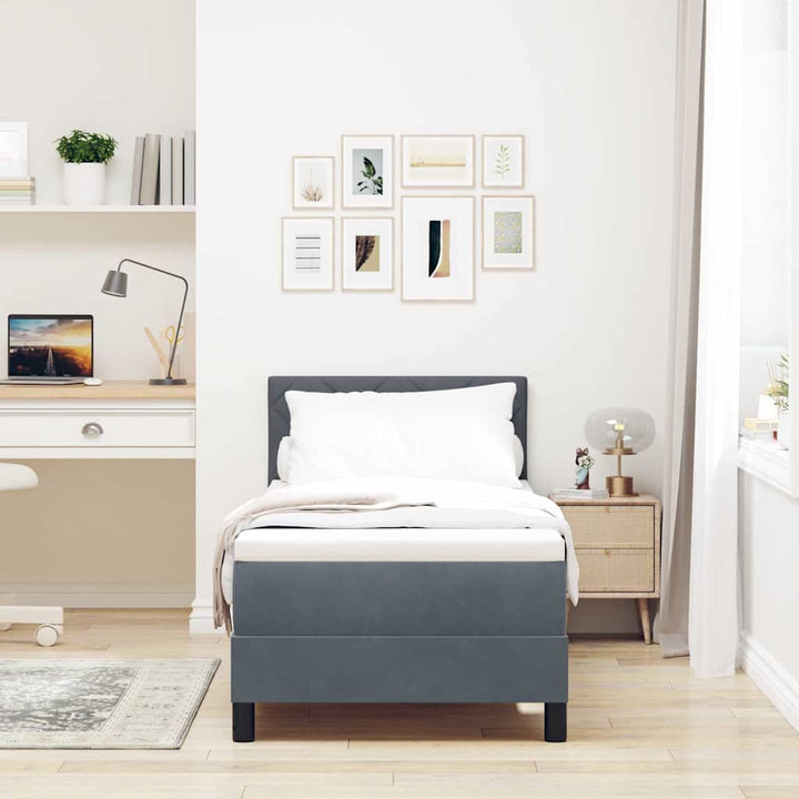 Box spring seng med madras Mørkegrå 80 x 200 cm Fløjl