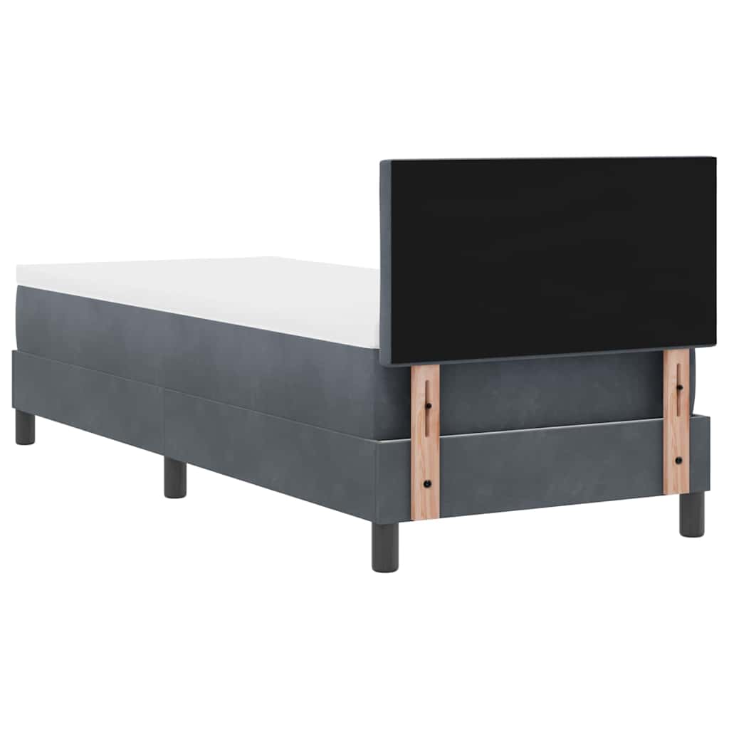 Box spring seng med madras Mørkegrå 80 x 200 cm Fløjl
