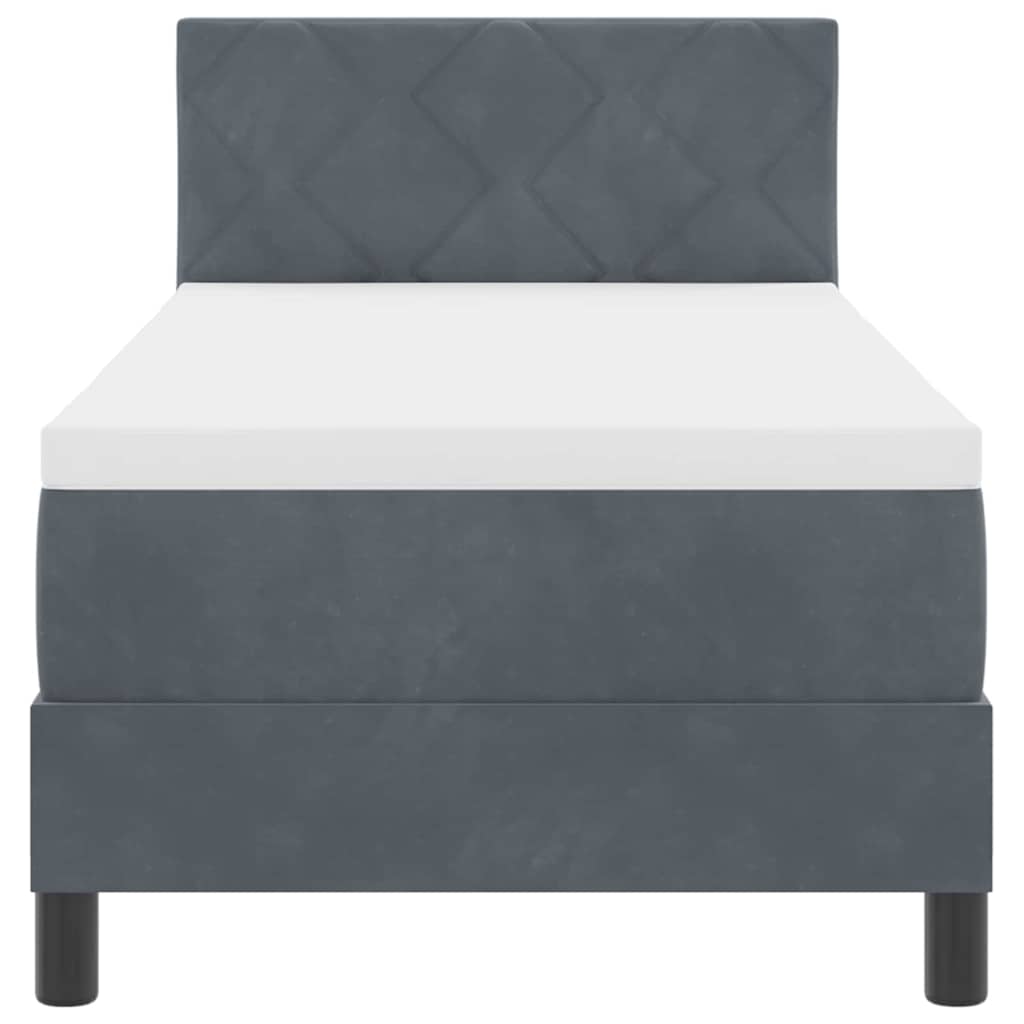 Box spring seng med madras Mørkegrå 80 x 200 cm Fløjl