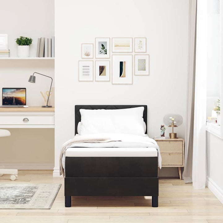 Box spring seng med madras Sort 80 x 200 cm Fløjl