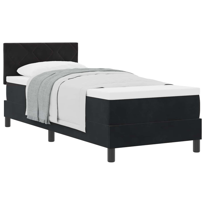 Box spring seng med madras Sort 80 x 200 cm Fløjl