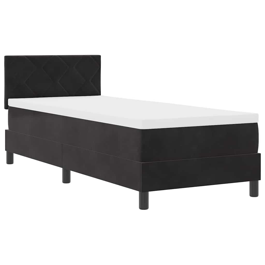 Box spring seng med madras Sort 80 x 200 cm Fløjl