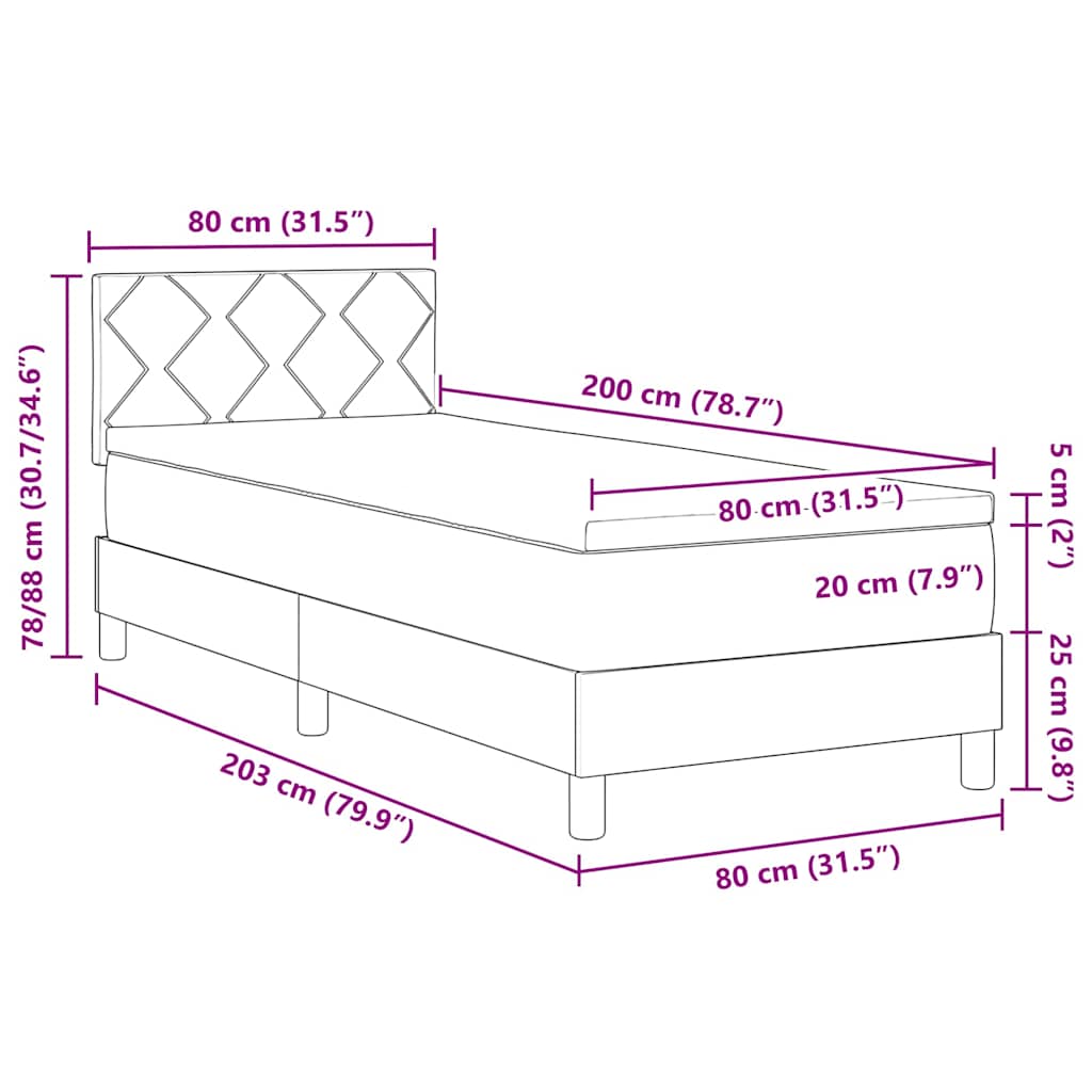 Box spring seng med madras Mørkegrøn 80 x 200 cm Fløjl