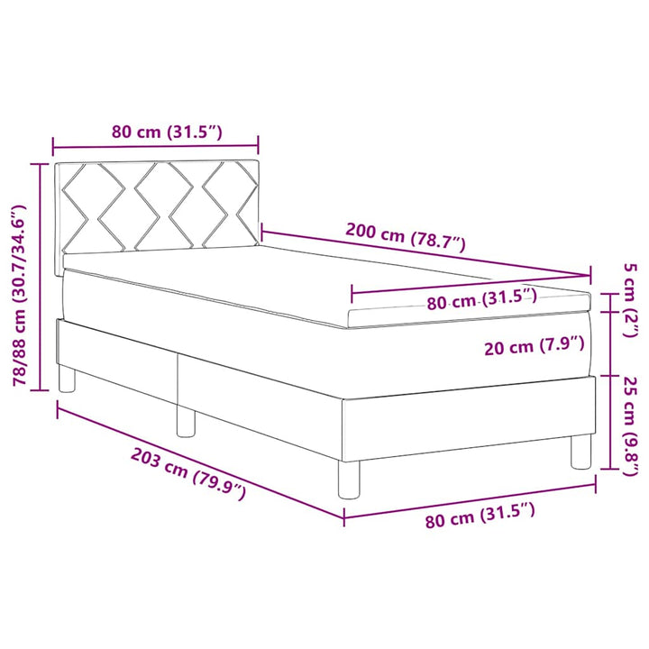 Box spring seng med madras Mørkegrøn 80 x 200 cm Fløjl
