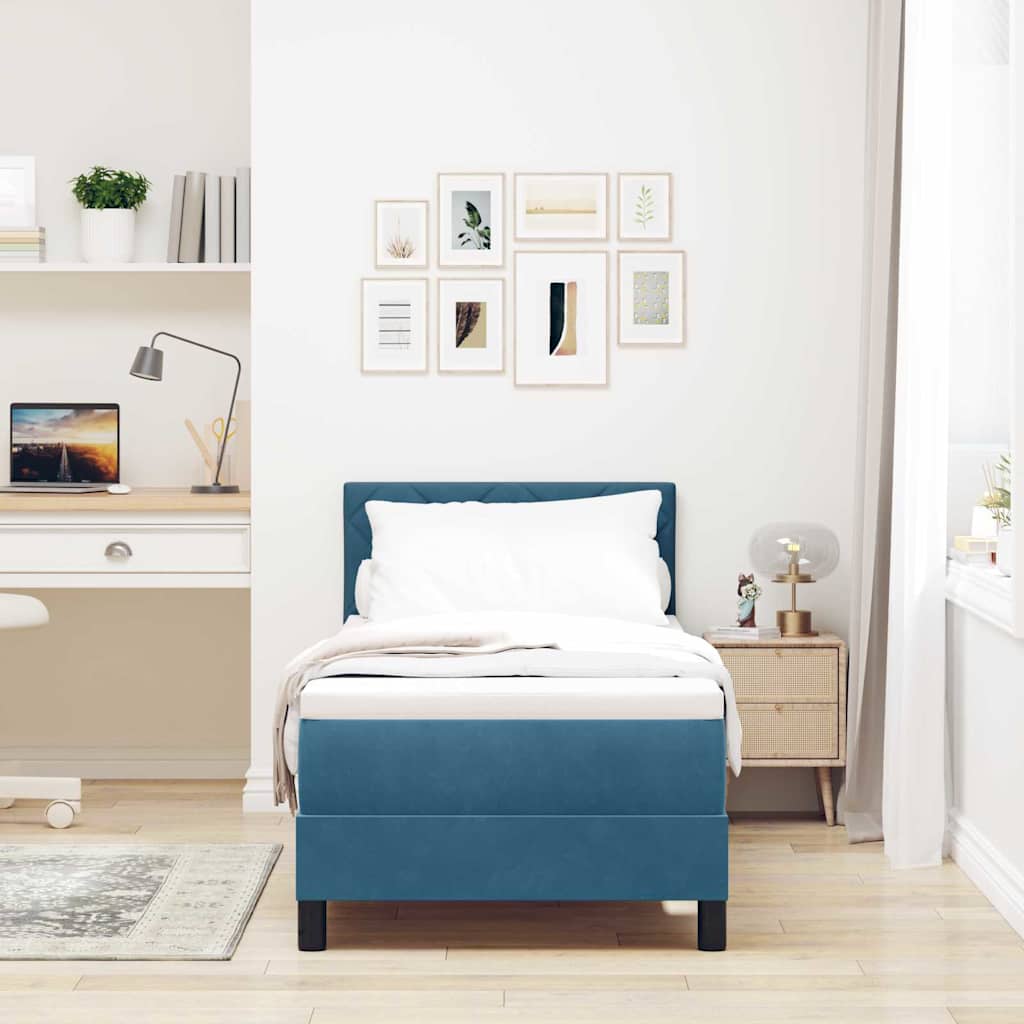 Box spring seng med hovedgærde Mørk blå 80 x 200 cm Fløjl