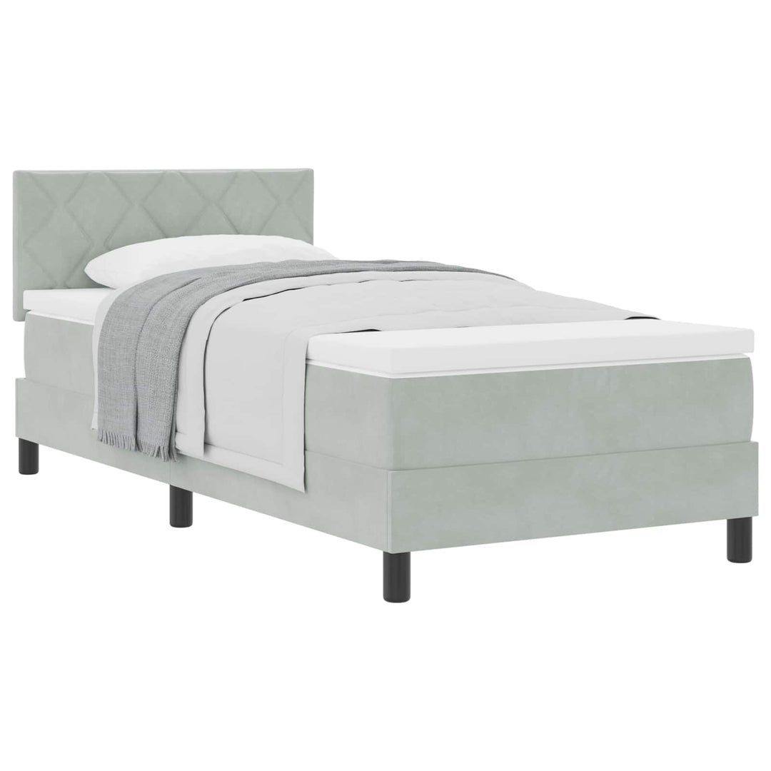 Box spring seng med hovedgærde Lysegrå 90 x 190 cm Fløjl