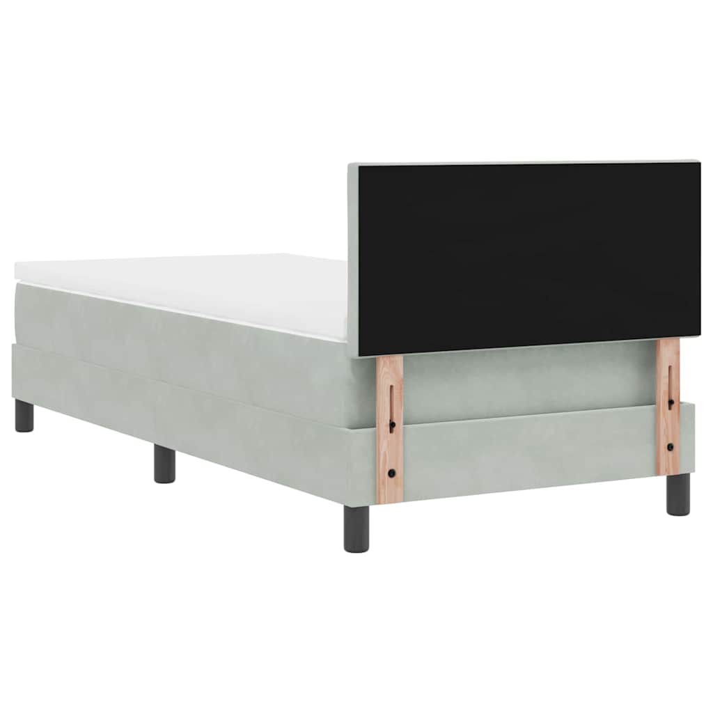 Box spring seng med hovedgærde Lysegrå 90 x 190 cm Fløjl