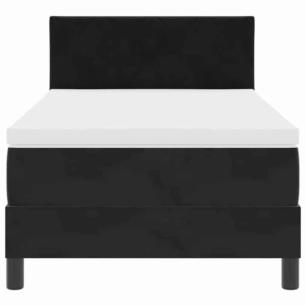 Box spring seng med madras Sort 90 x 190 cm Fløjl
