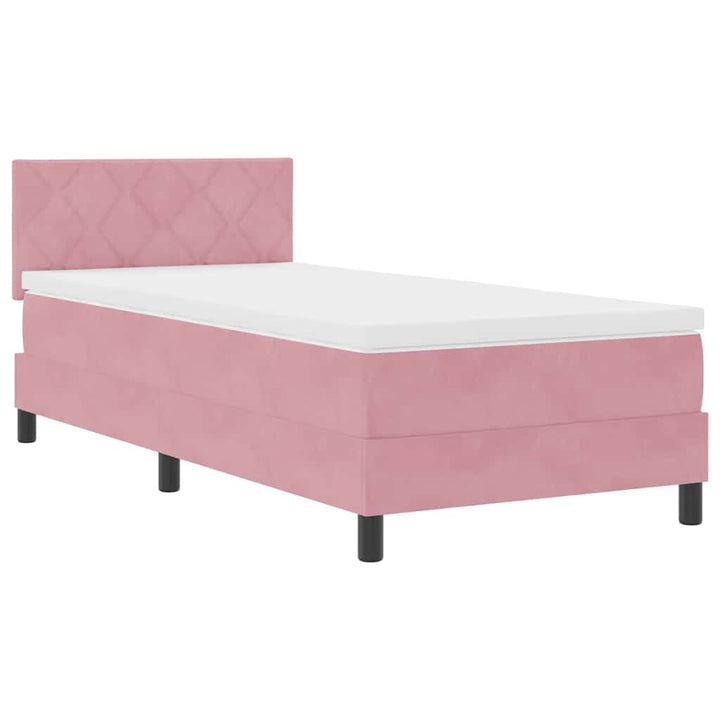 Box spring seng med hovedgærde Lyserød 90 x 190 cm Fløjl