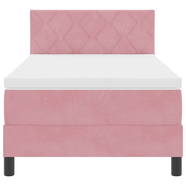 Box spring seng med hovedgærde Lyserød 90 x 190 cm Fløjl