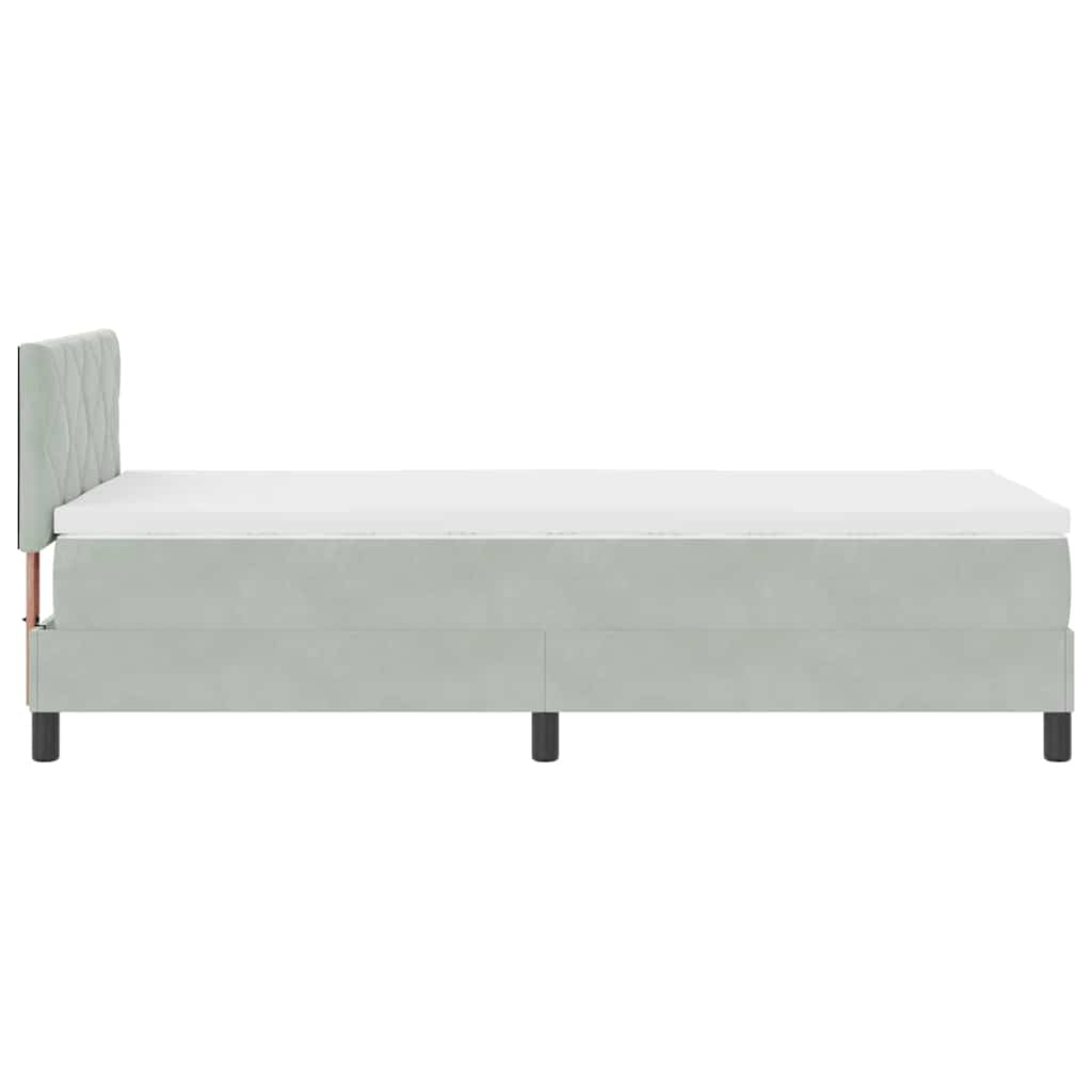 Box spring seng med madras Lysegrå 90 x 200 cm Fløjl