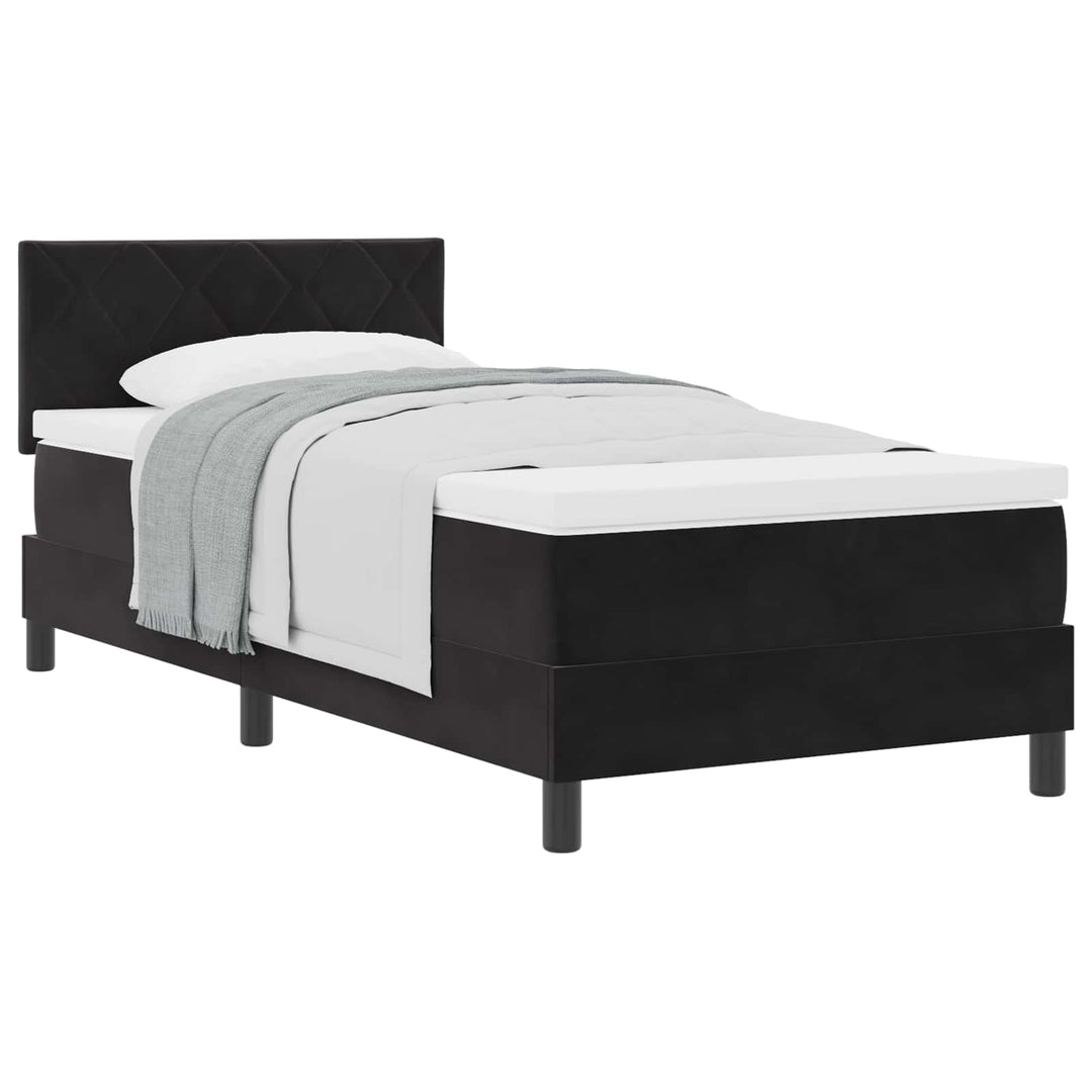 Box spring seng med madras Sort 90 x 200 cm Fløjl