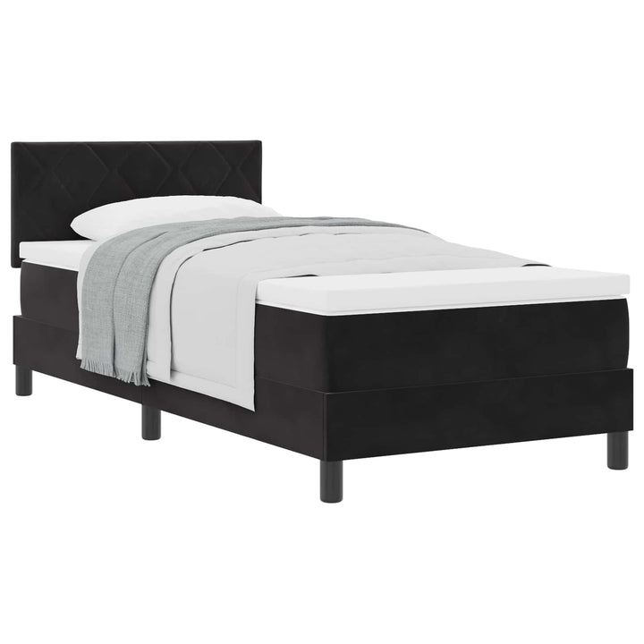 Box spring seng med madras Sort 90 x 200 cm Fløjl