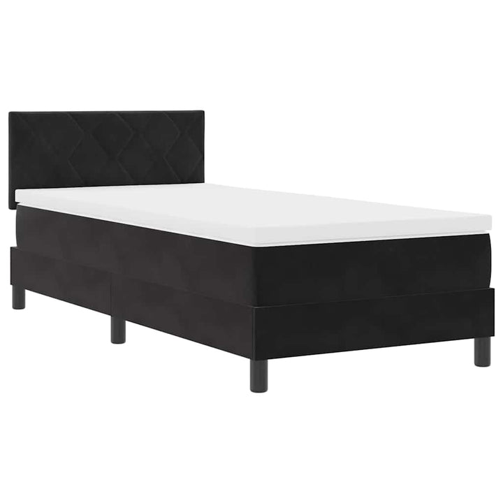 Box spring seng med madras Sort 90 x 200 cm Fløjl
