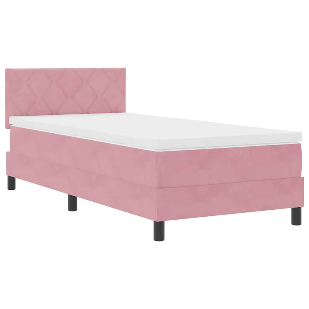 Box spring seng med hovedgærde Lyserød 90 x 200 cm Fløjl