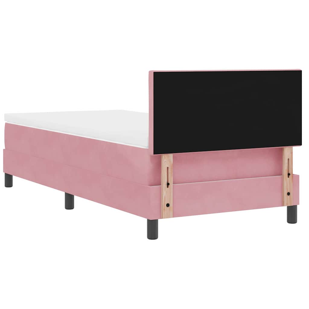 Box spring seng med hovedgærde Lyserød 90 x 200 cm Fløjl
