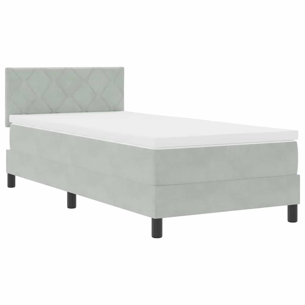 Box spring seng med madras Lysegrå 100 x 200 cm Fløjl