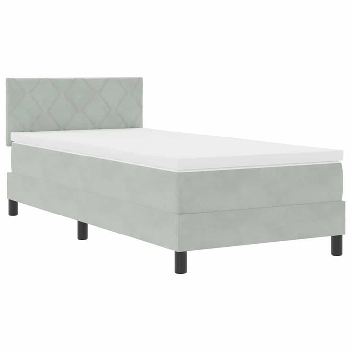 Box spring seng med madras Lysegrå 100 x 200 cm Fløjl