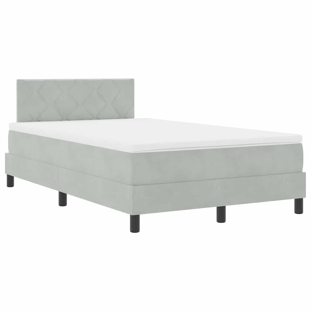 Box spring seng med madras Lysegrå 120 x 190 cm Fløjl