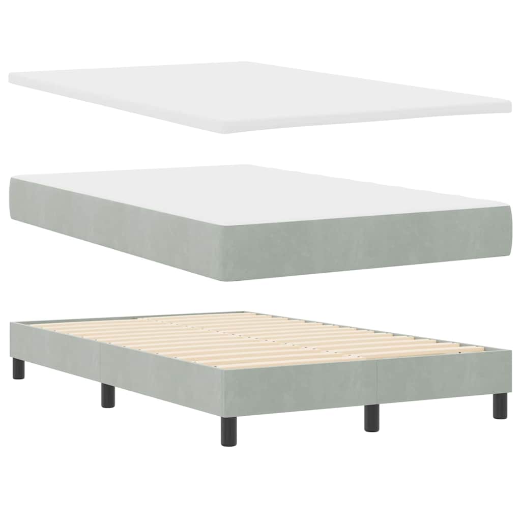 Box spring seng med madras Lysegrå 120 x 190 cm Fløjl