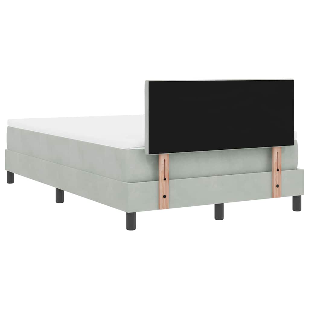 Box spring seng med madras Lysegrå 120 x 190 cm Fløjl