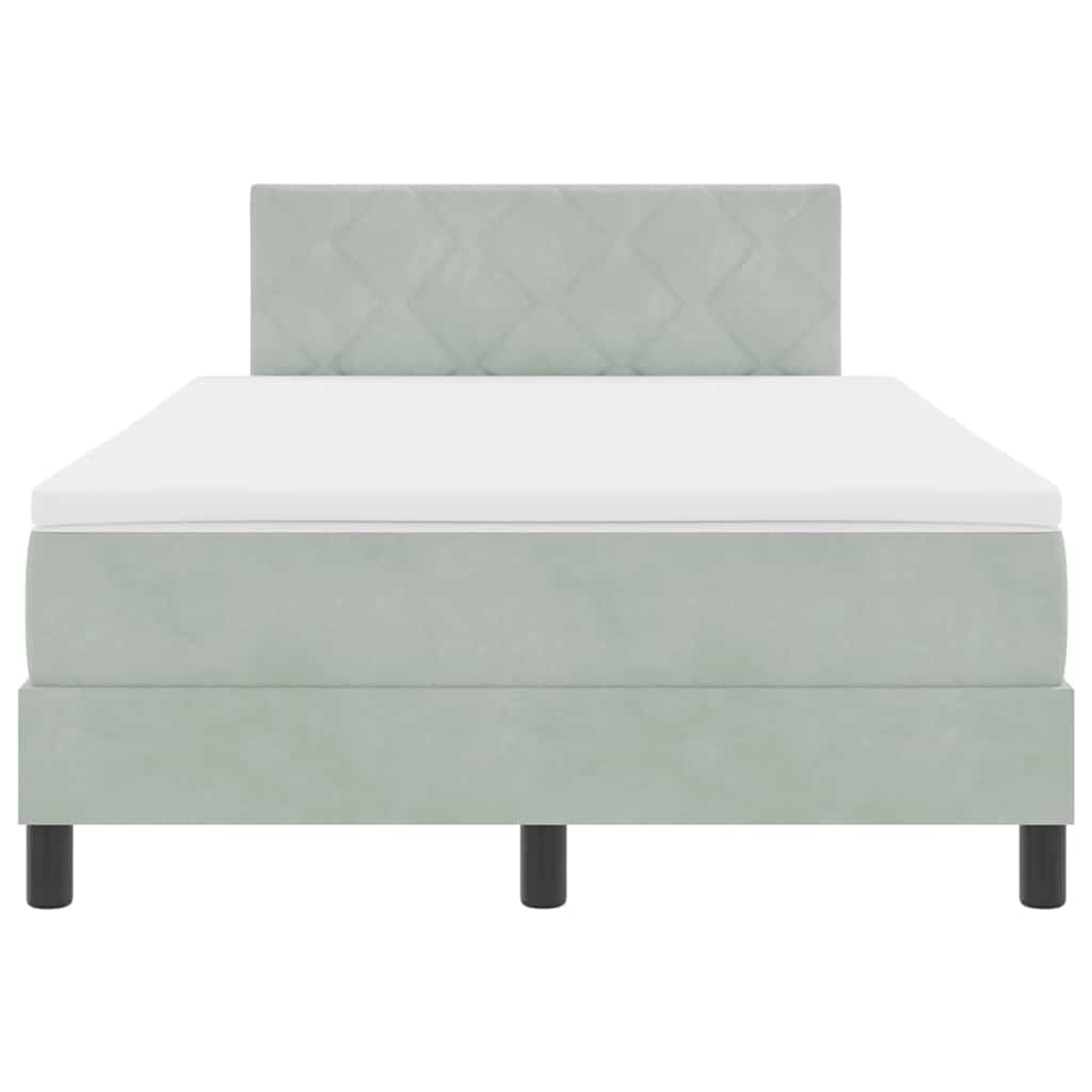 Box spring seng med madras Lysegrå 120 x 190 cm Fløjl
