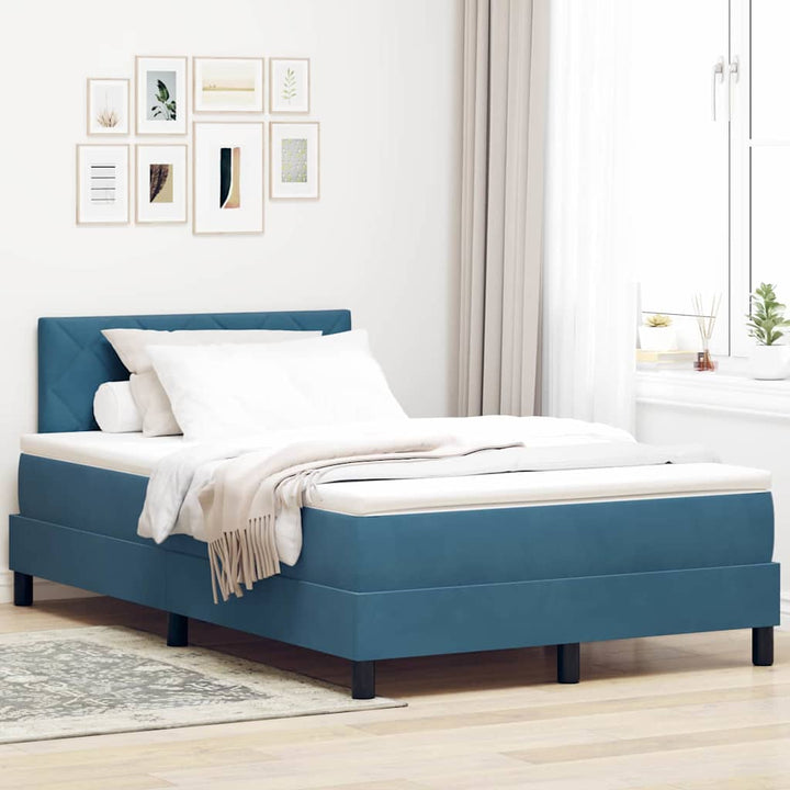 Box spring seng med hovedgærde Mørk blå 120 x 190 cm Fløjl