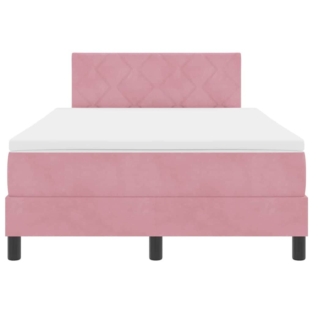 Box spring seng med hovedgærde Lyserød 120 x 190 cm Fløjl