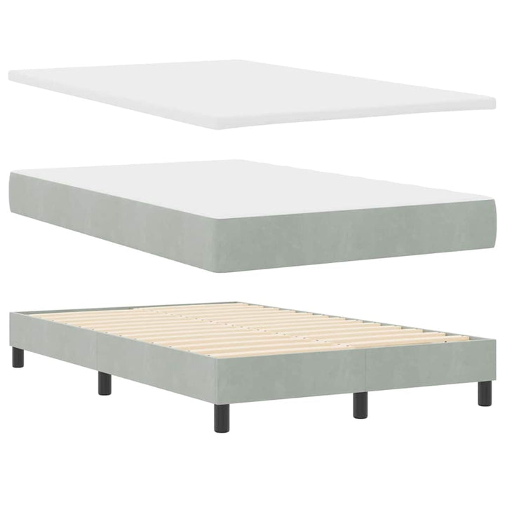 Box spring seng med madras Lysegrå 120 x 200 cm Fløjl
