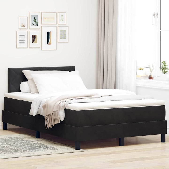 Box spring seng med madras Sort 120 x 200 cm Fløjl