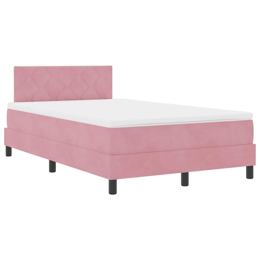 Box spring seng med madras Lyserød 120 x 200 cm Fløjl