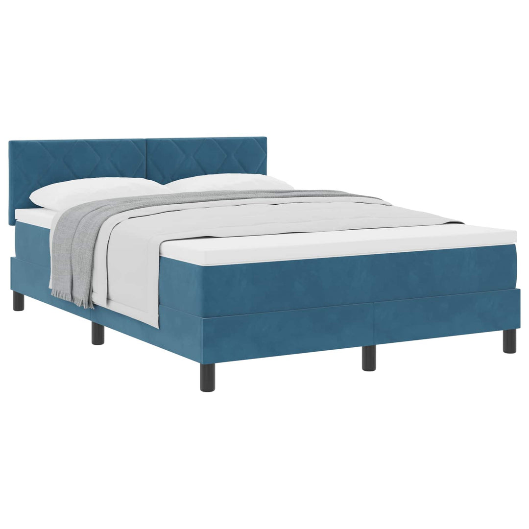 Box spring seng med hovedgærde Mørk blå 140 x 190 cm Fløjl