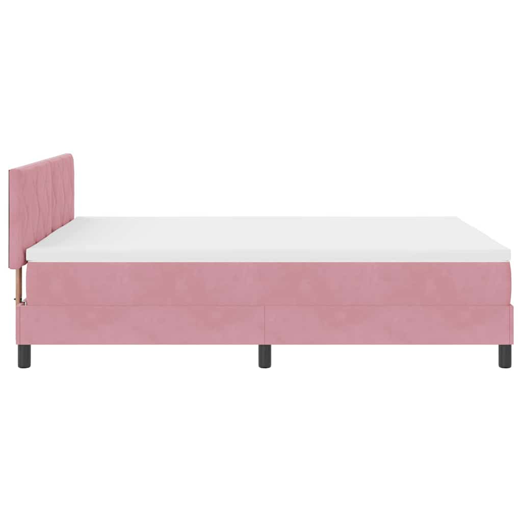 Box spring seng med hovedgærde Lyserød 140 x 190 cm Fløjl