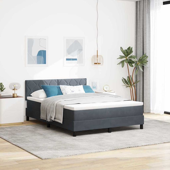 Box spring seng med hovedgærde Mørkegrå 140 x 200 cm Fløjl