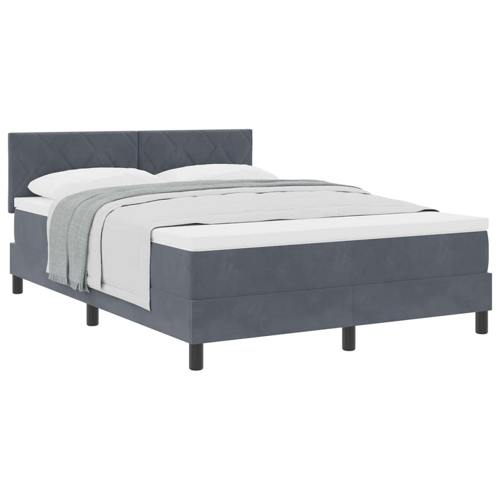 Box spring seng med hovedgærde Mørkegrå 140 x 200 cm Fløjl