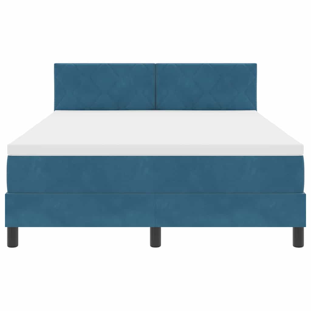 Box spring seng med hovedgærde Mørk blå 140 x 200 cm Fløjl