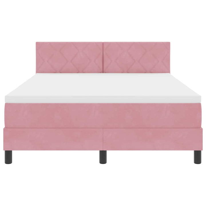 Box spring seng med hovedgærde Lyserød 140 x 200 cm Fløjl