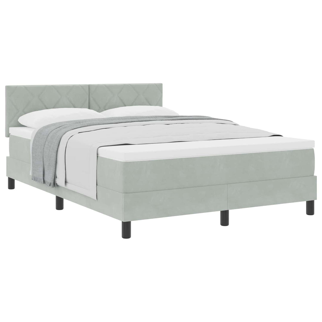 Box spring seng med hovedgærde Lysegrå 160 x 200 cm Fløjl
