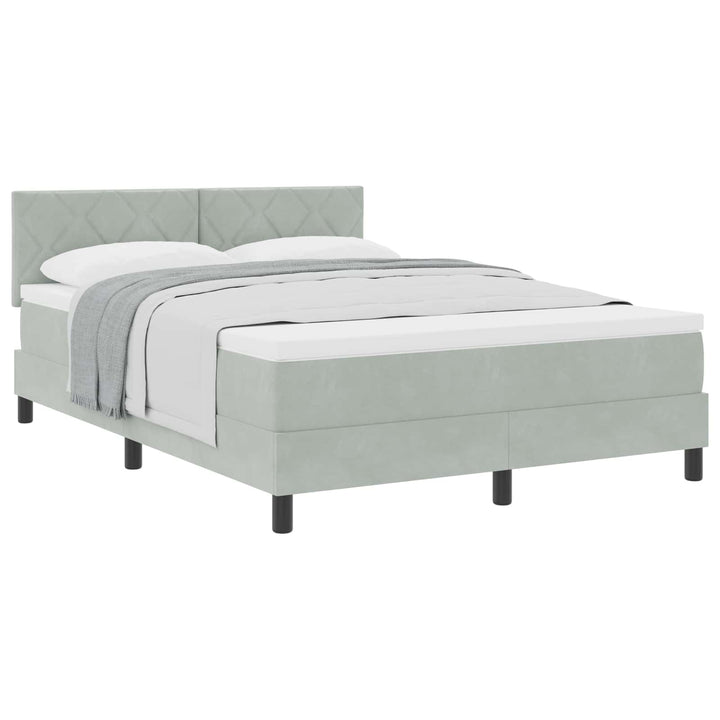 Box spring seng med hovedgærde Lysegrå 160 x 200 cm Fløjl