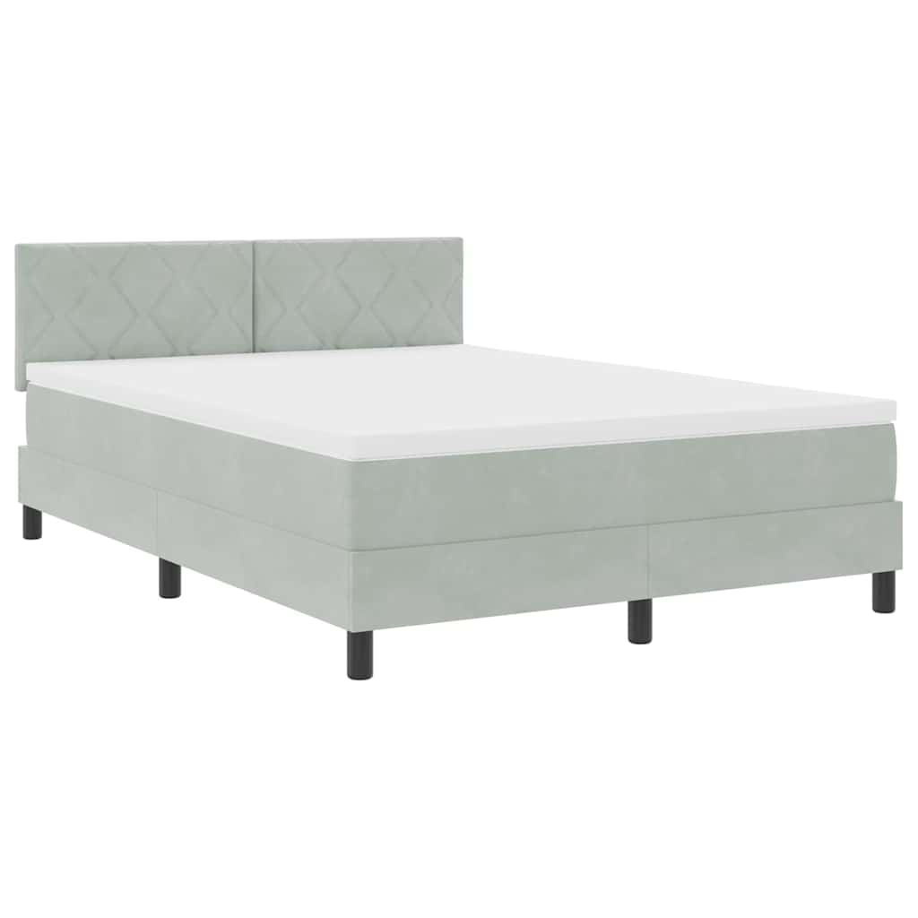 Box spring seng med hovedgærde Lysegrå 160 x 200 cm Fløjl