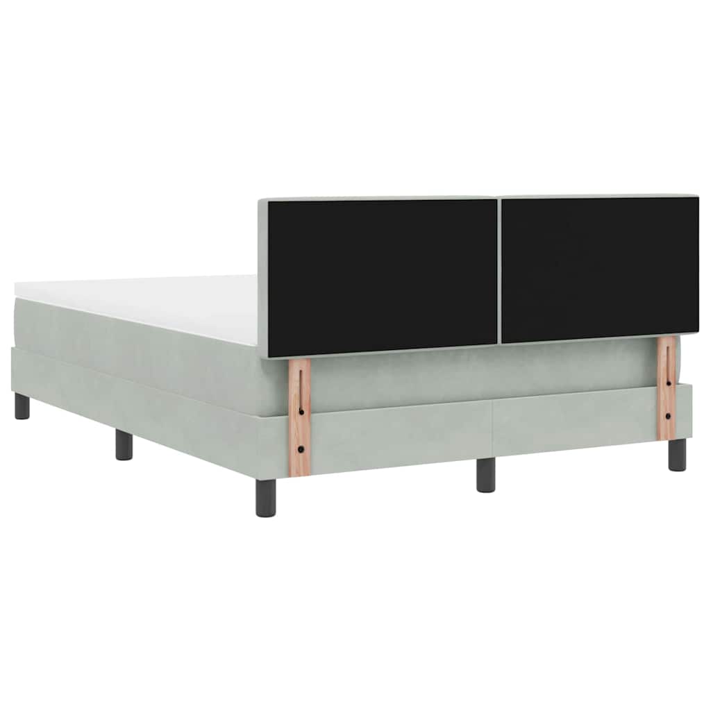 Box spring seng med hovedgærde Lysegrå 160 x 200 cm Fløjl