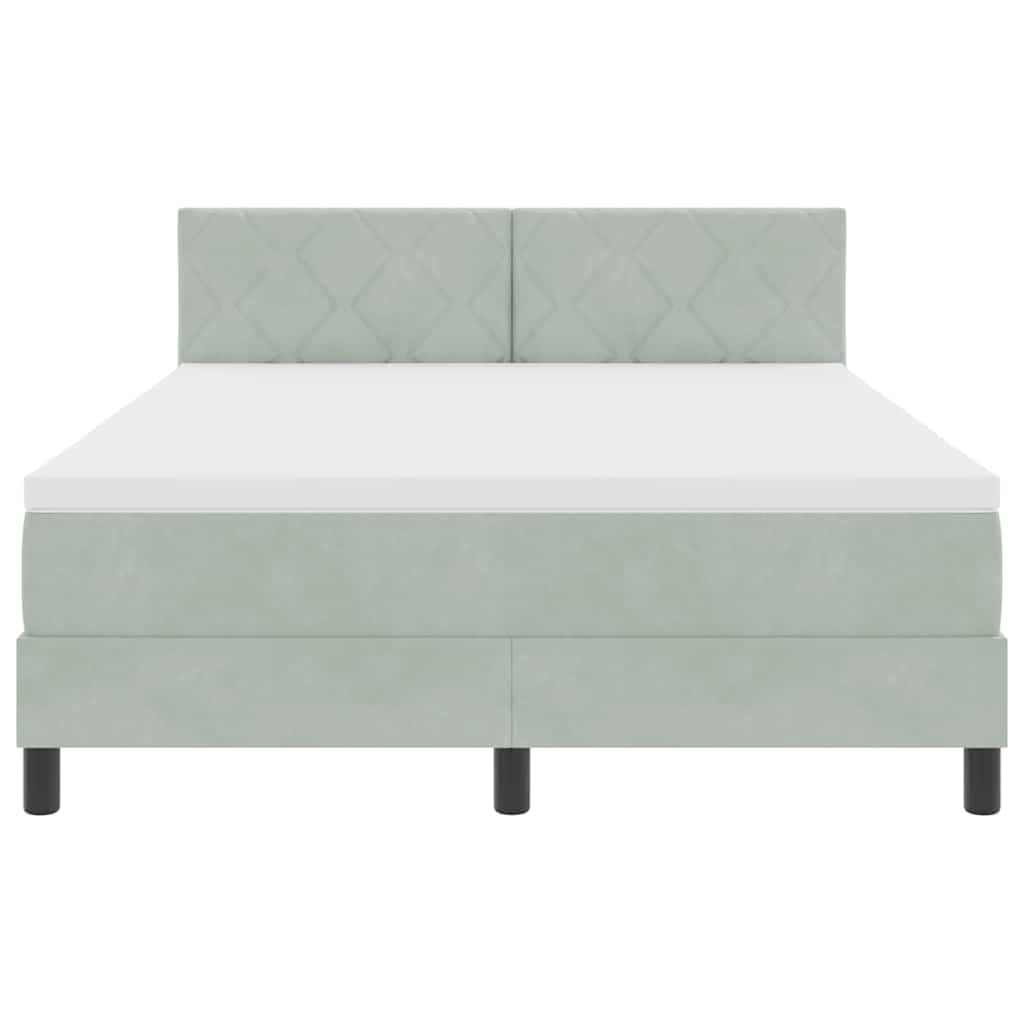 Box spring seng med hovedgærde Lysegrå 160 x 200 cm Fløjl