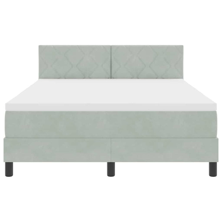 Box spring seng med hovedgærde Lysegrå 160 x 200 cm Fløjl