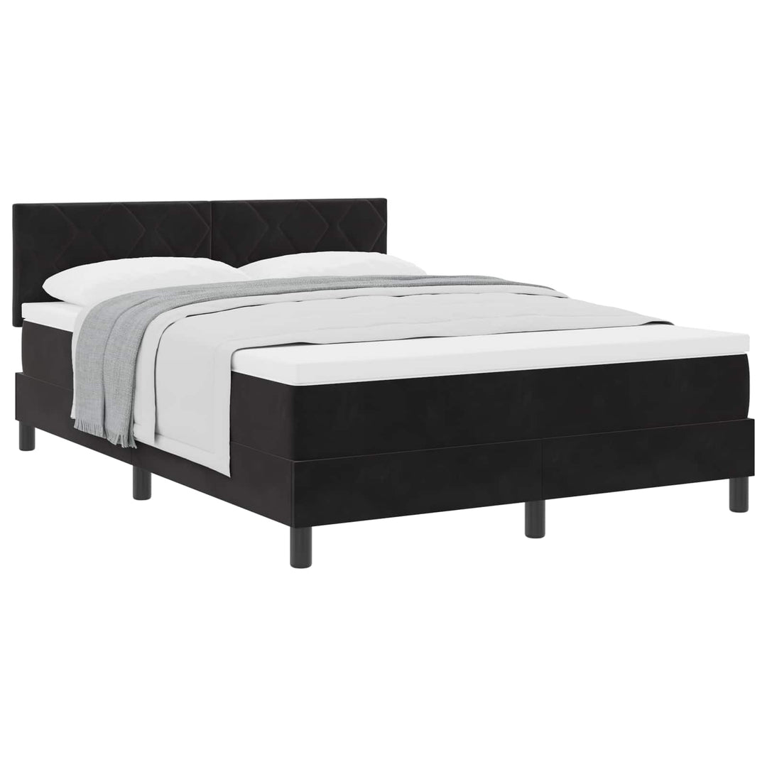 Box spring seng med hovedgærde Sort 160 x 200 cm Fløjl