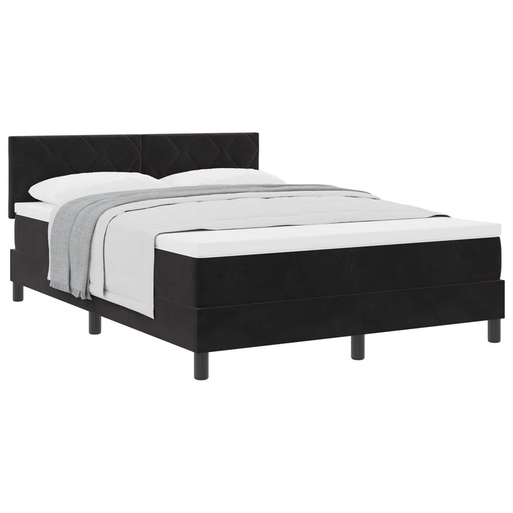 Box spring seng med hovedgærde Sort 160 x 200 cm Fløjl