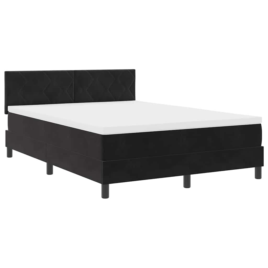 Box spring seng med hovedgærde Sort 160 x 200 cm Fløjl